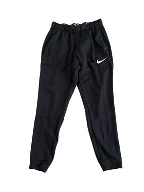 Nike DriFit Men’s Black Standard Fit  Jogger Sweat Pants with White Swoosh M